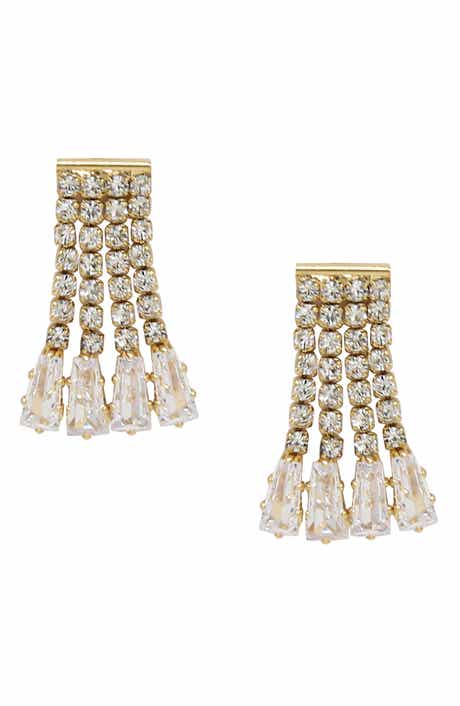 Crystal Fringe Stud Earrings