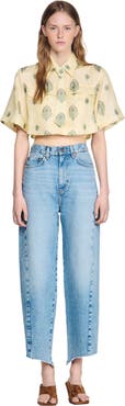 SANDRO Paisley print crop top