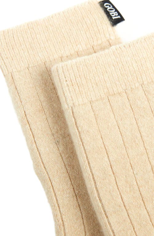 Gobi Mongolian Cashmere Trim Knit Bed Socks In Neutral