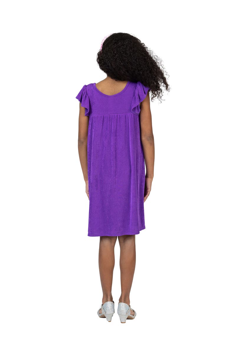 24sevenKid Ruffle Cap Sleeve Knee Length Babydoll Dress, Alternate, color, Purple