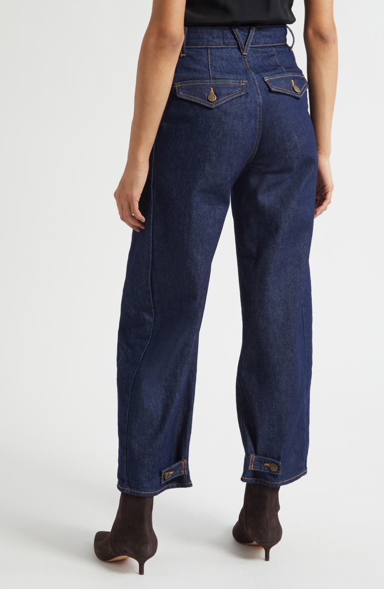 Veronica Beard Ryder High Waist Ankle Barrel Leg Jeans, Alternate, color, Indigo Rinse