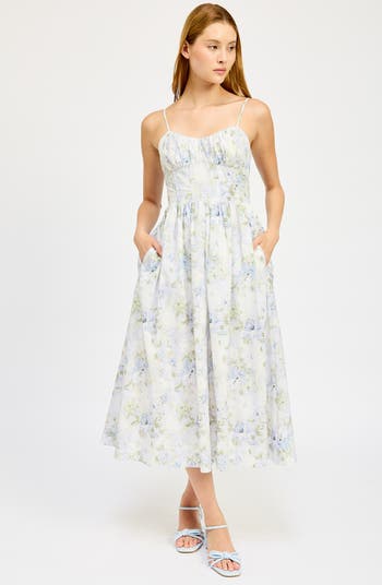 Scarlet Floral Cotton Midi Dress