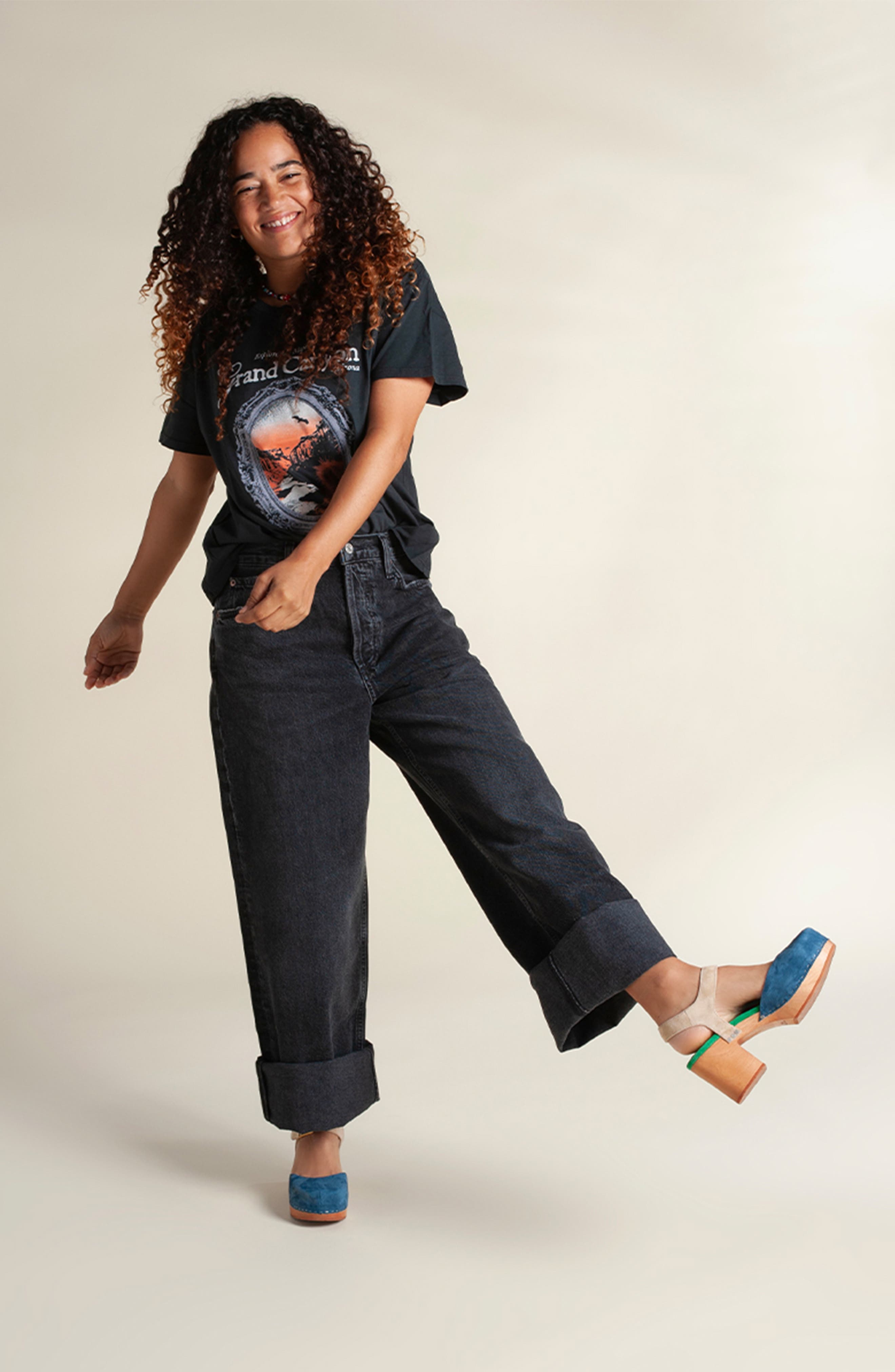 Charlotte Stone Maud Multicolor Ankle Strap Platform Clog, Alternate, color, Navy