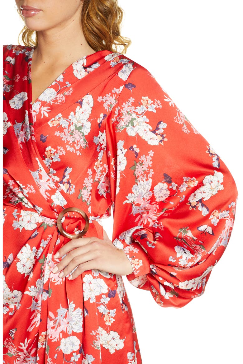 Bronx and Banco Tokyo Long Sleeve Silk Blend Minidress, Alternate, color, RED