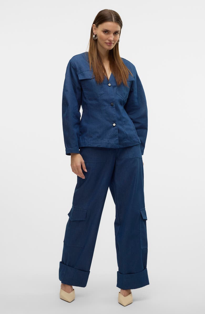 VERO MODA Carla High Waist Cargo Pants, Alternate, color, Blue Indigo