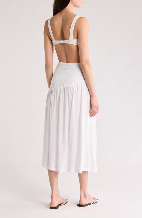 Sanctuary Asymmetric Mixed Media Cover-up Maxi Skirt In White