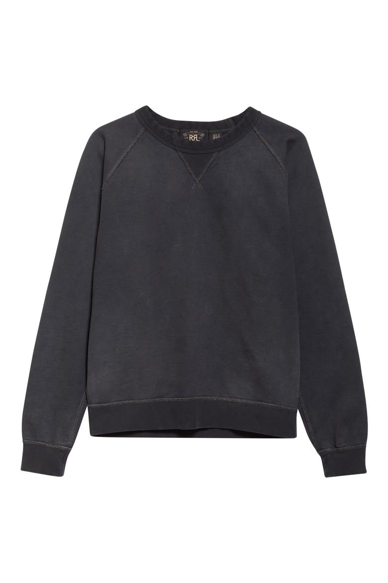 Cotton & Wool French Terry Crewneck Sweatshirt, Alternate, color, BLACK HEATHER