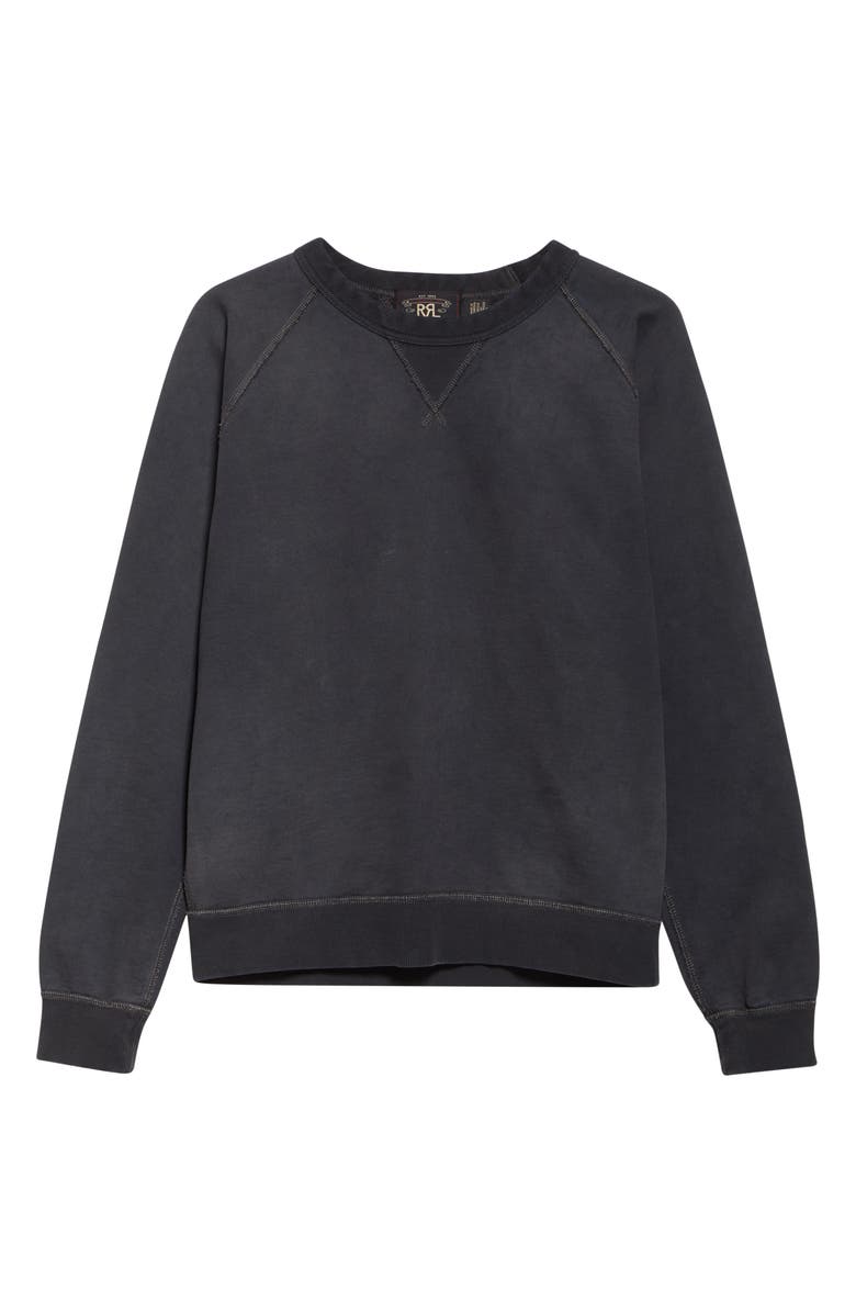Double RL Cotton & Wool French Terry Crewneck Sweatshirt, Alternate, color, Black Heather