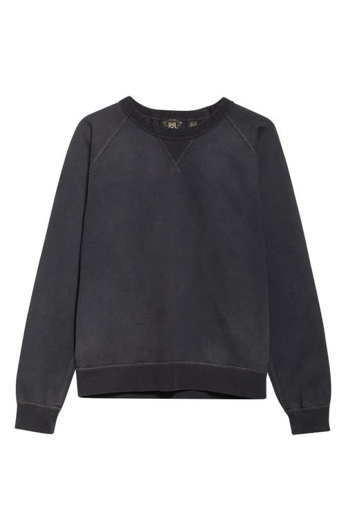 Double Rl Cotton & Wool French Terry Crewneck Sweatshirt In Black