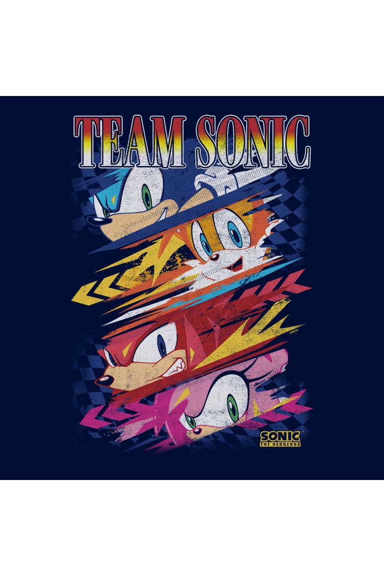 Boy's Sonic the Hedgehog The Fast Team  Graphic T-Shirt, Alternate, color, Navy Blue