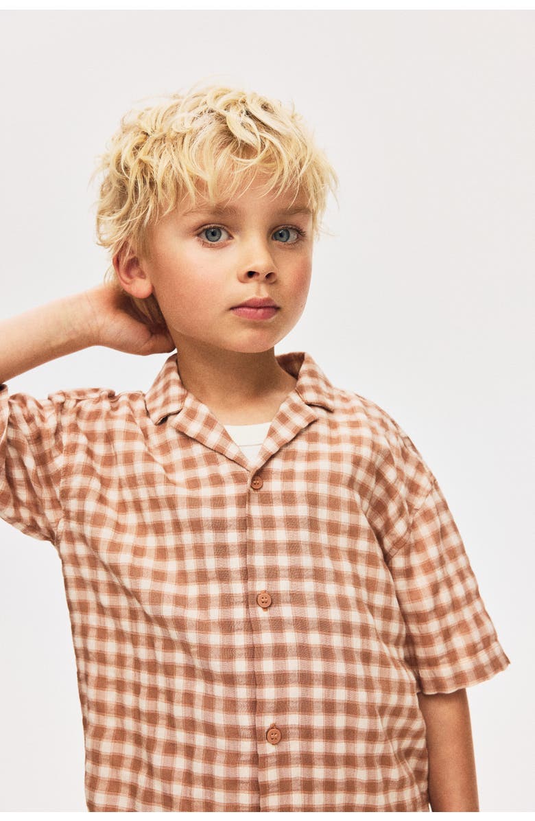 H&M Cotton-blend Resort Shirt, Alternate, color, Powder Pink/Checked