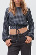 MANGO TEEN Plaid & Metallic Stripe Crop Top