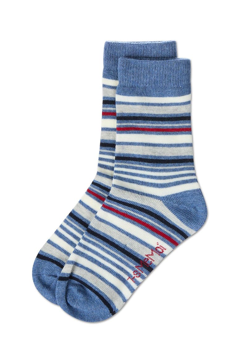 Multi-Stripe Gauge Crew Sock, Alternate, color, Denim Heather