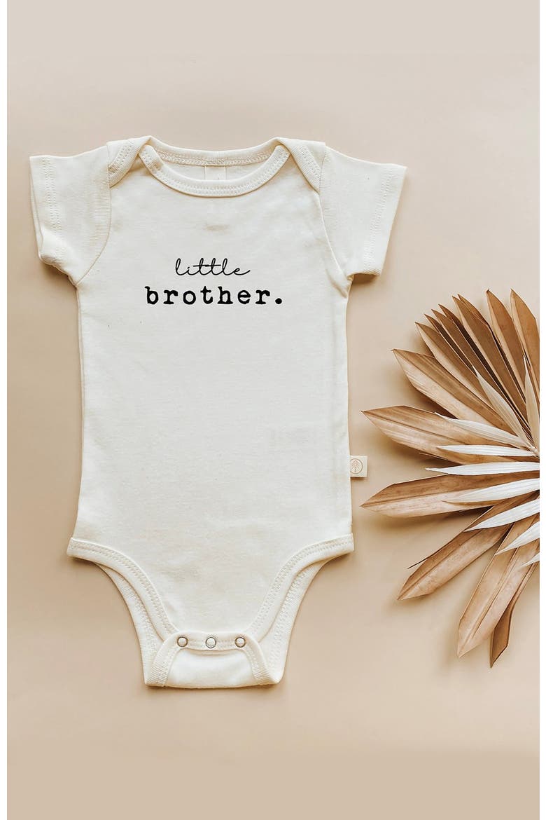 Little Brother Organic Baby Bodysuit, Alternate, color, Natural Black Lettering