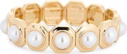 NORDSTROM RACK Bezel Set Faux Pearl Stretch Bracelet