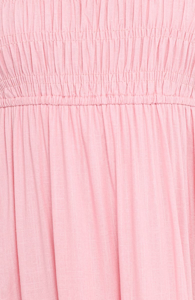 Petal & Pup Darla Smocked Puff Sleeve Midi Dress, Alternate, color, Pink