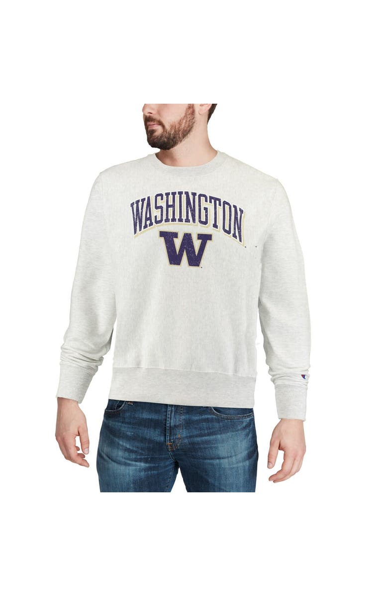 Champion Men's Champion Gray Washington Huskies Arch Over Logo Reverse Weave Pullover Sweatshirt, Alternate, color, 
