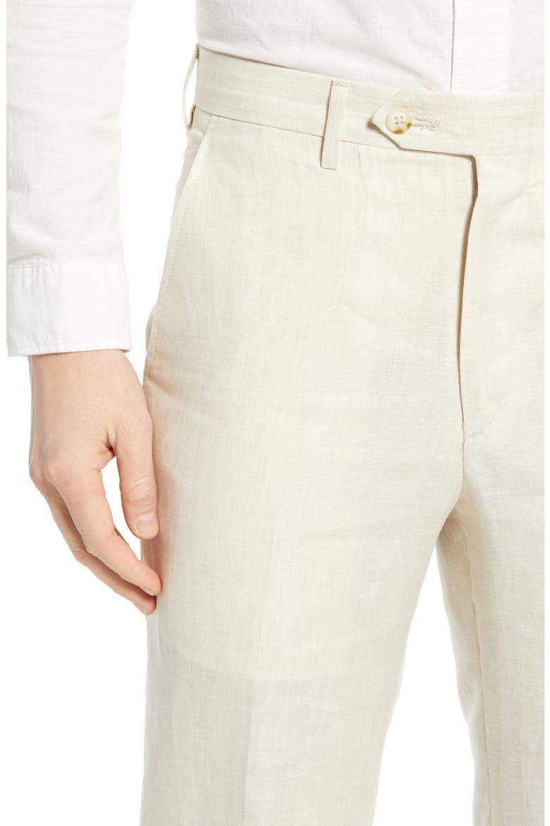 Men's Flat Front Linen Dress Pants, Alternate, color, CREAM