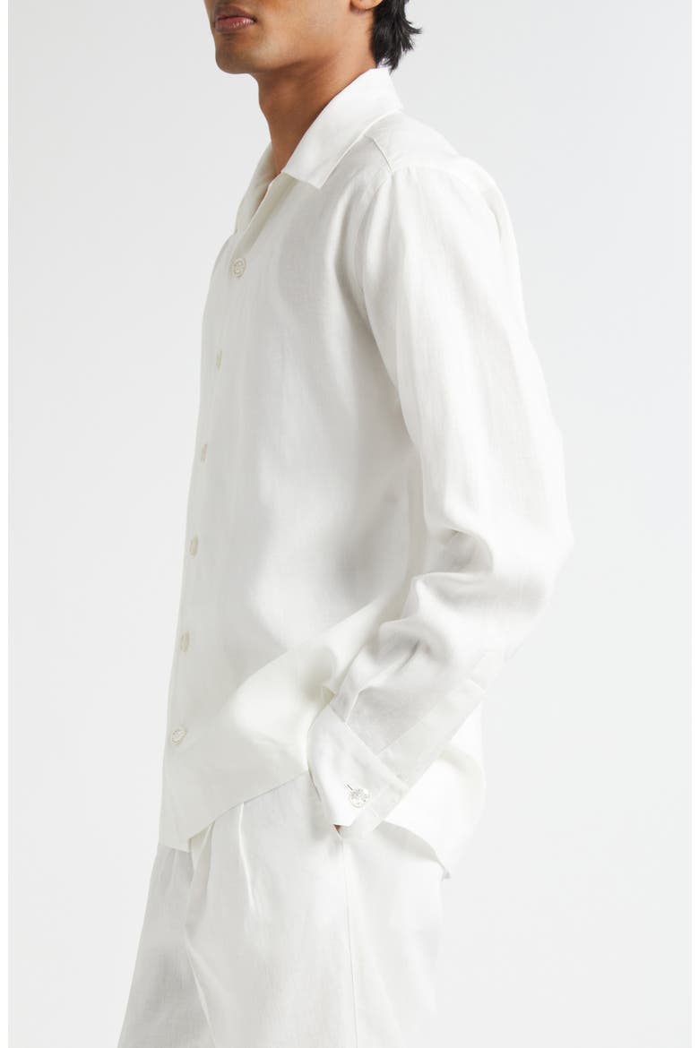 Long Sleeve Linen Camp Shirt, Alternate, color, W0111 BIANCO