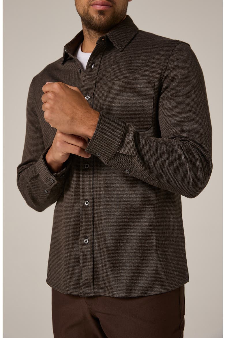 Generation Houndstooth Knit Button-Up Shirt, Alternate, color, BROWN