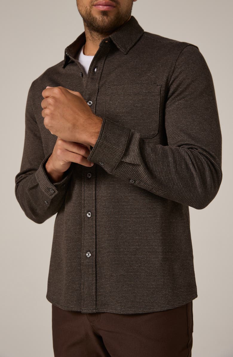 7 Diamonds Generation Houndstooth Knit Button-Up Shirt, Alternate, color, Brown