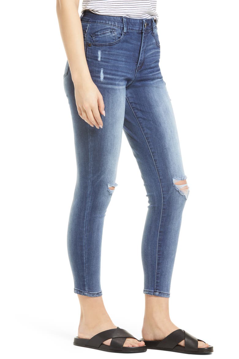 Ripped High Waist Ankle Skinny Jeans (Nordstrom Exclusive), Alternate, color, MBV-MID BLUE VINTAGE