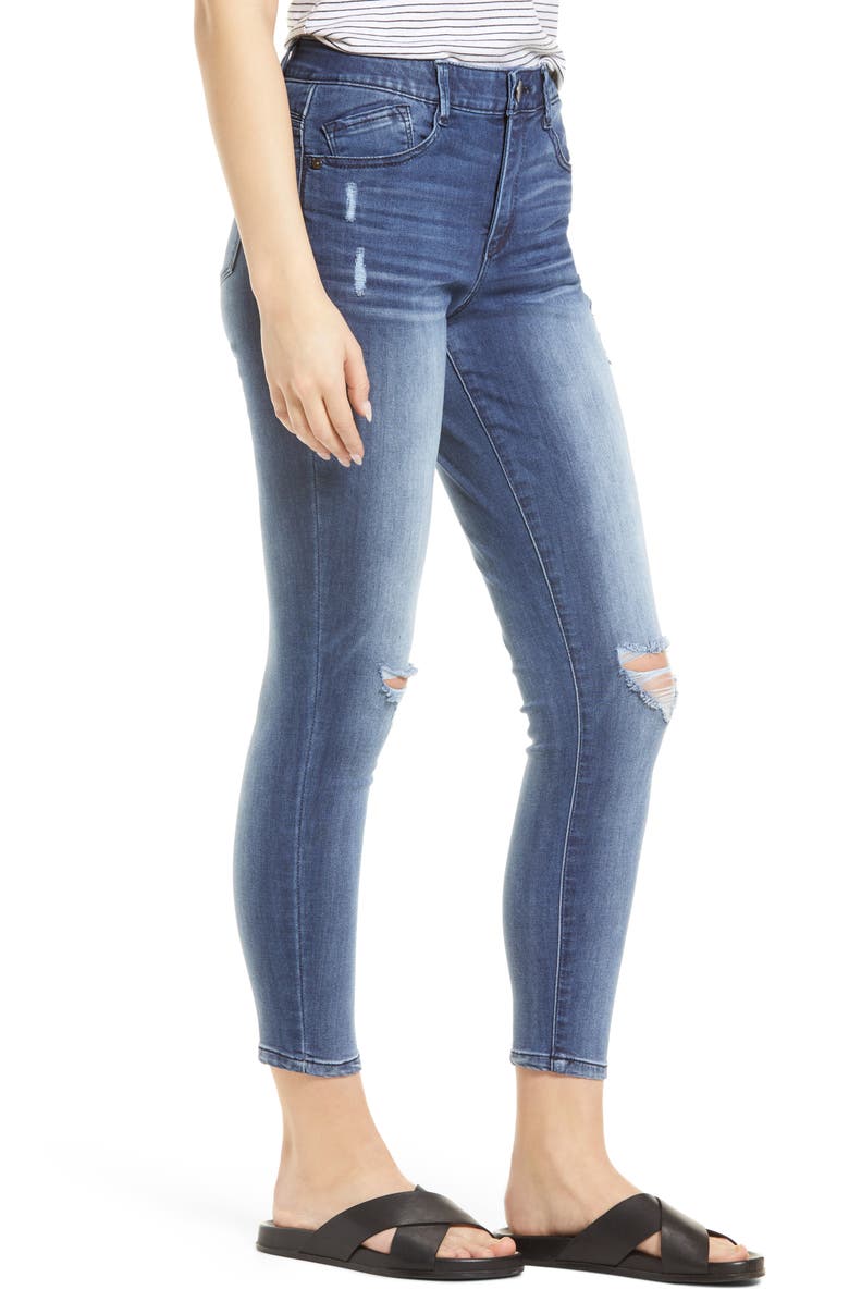 Wit & Wisdom Ripped High Waist Ankle Skinny Jeans, Alternate, color, 