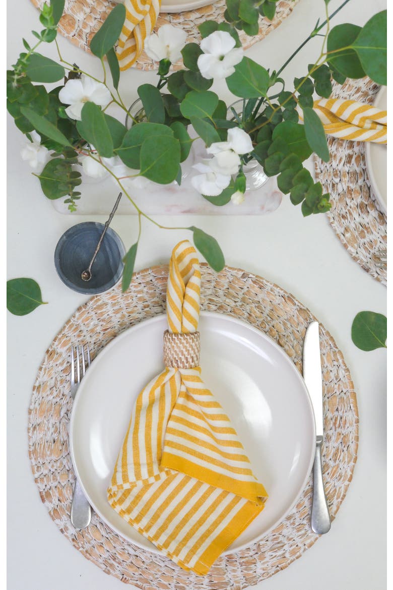 Ticking Stripe Napkins - Set of 4, Alternate, color, Mustard 20" x 20"