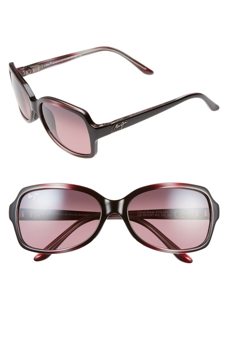 Cloud Break 56mm PolarizedPlus2® Sunglasses, Main, color, MAUI ROSE/ BURGUNDY FADE