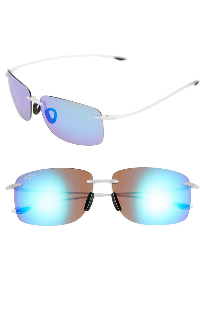 Maui Jim Hema 62mm Polarized Rectangular Sunglasses, Main, color, Matte Crystal