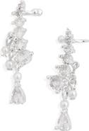 NORDSTROM RACK Cubic Zirconia & Faux Pearl Climber Stud Earrings