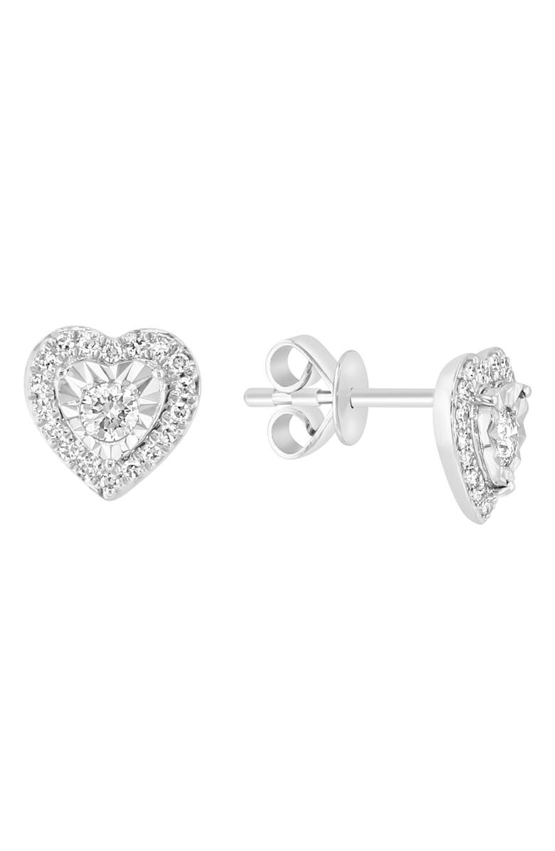 EFFY Sterling Silver Diamond Heart Stud Earrings - 0.30ct., Main, color,