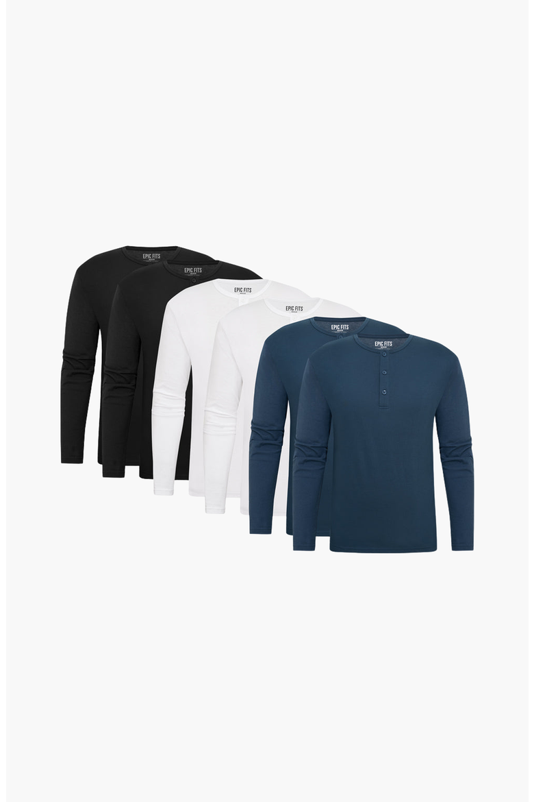 Long Sleeve Henley, Main, color, Black / White / Slate Blue