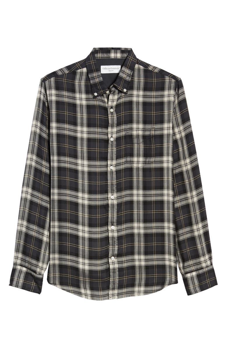 Officine Générale Plaid Button-Down Shirt, Alternate, color, 