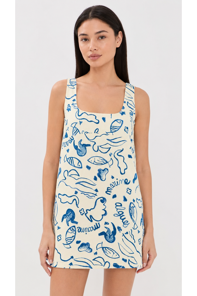 Sahara Denim Dress, Alternate, color, Marine Print