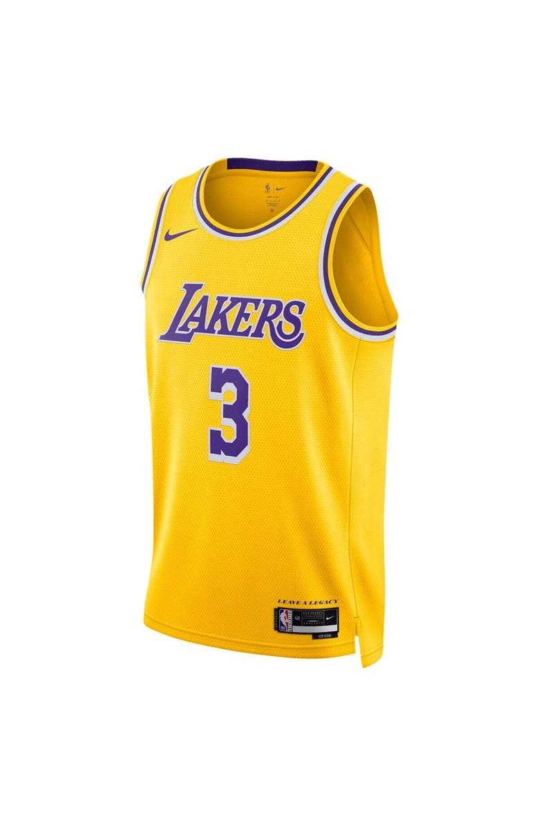 Nike Unisex Nike Anthony Davis Gold Los Angeles Lakers Swingman Jersey - Icon Edition, Alternate, color,