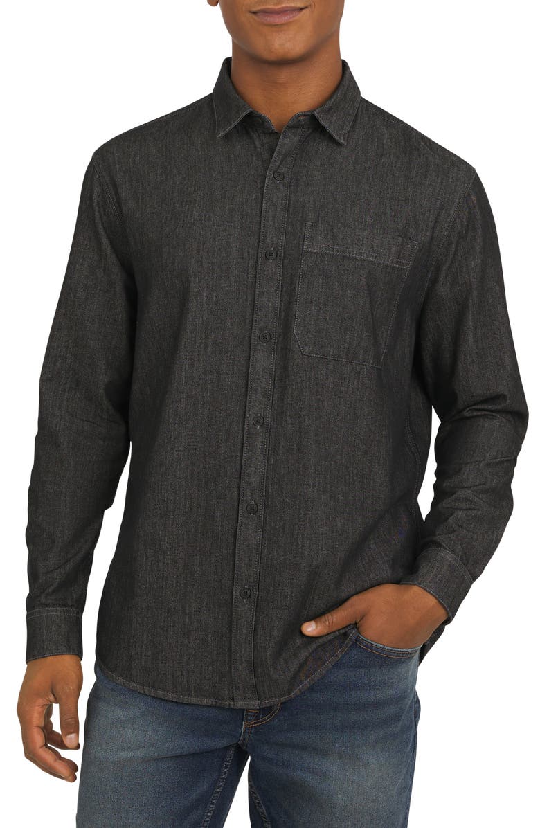 DKNY SPORTSWEAR Kingston Cotton Button-Up Shirt, Main, color, Black Denim