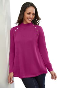 Jessica London Gold Button Mockneck Sweater