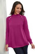 Jessica London Gold Button Mockneck Sweater