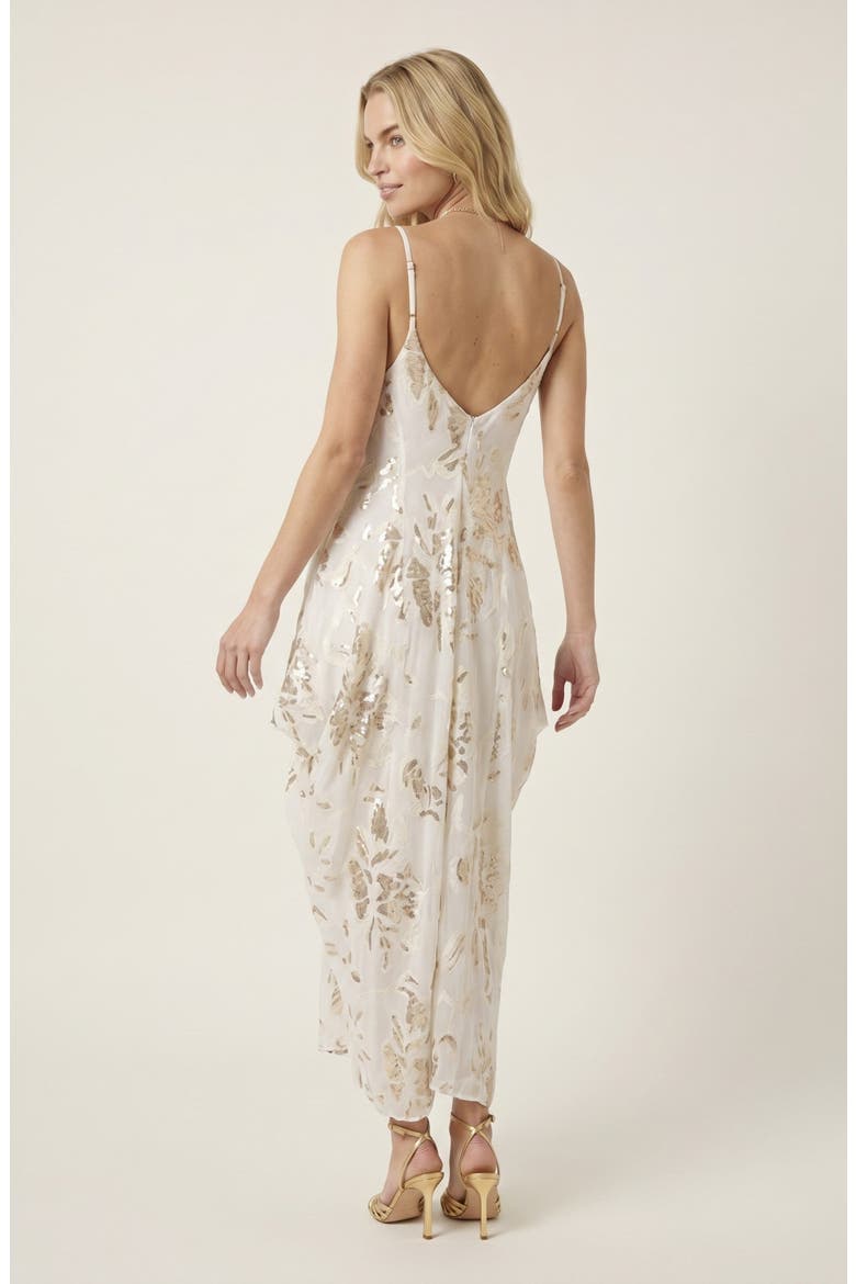 Embroidered Sequin Midi Dress, Alternate, color, Ivory / Gold