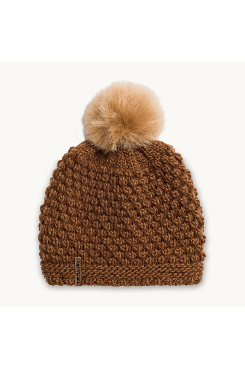 Snowfall Pom Slouch Beanie, Main, color, Camel