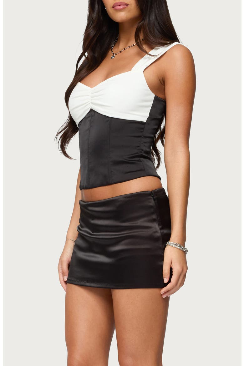 Leandre Mixed Media Corset Top, Alternate, color, BLACK-AND-WHITE