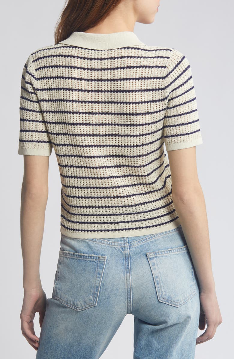 rag & bone Viola Stripe Cotton Blend Polo Sweater, Alternate, color, Trtldvmlti