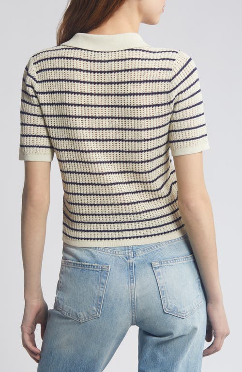 RAG & BONE RAG & BONE VIOLA STRIPE COTTON BLEND POLO SWEATER