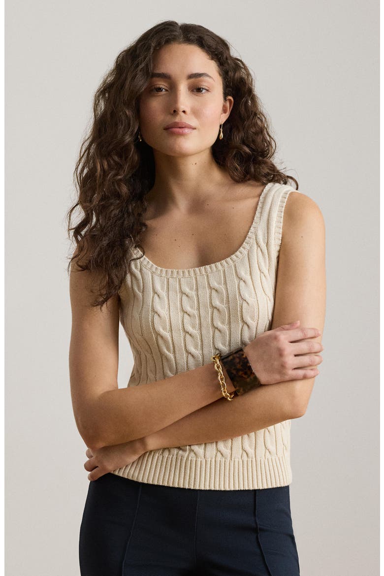 Cable Knit Sweater Tank, Alternate, color, WINTER CREAM