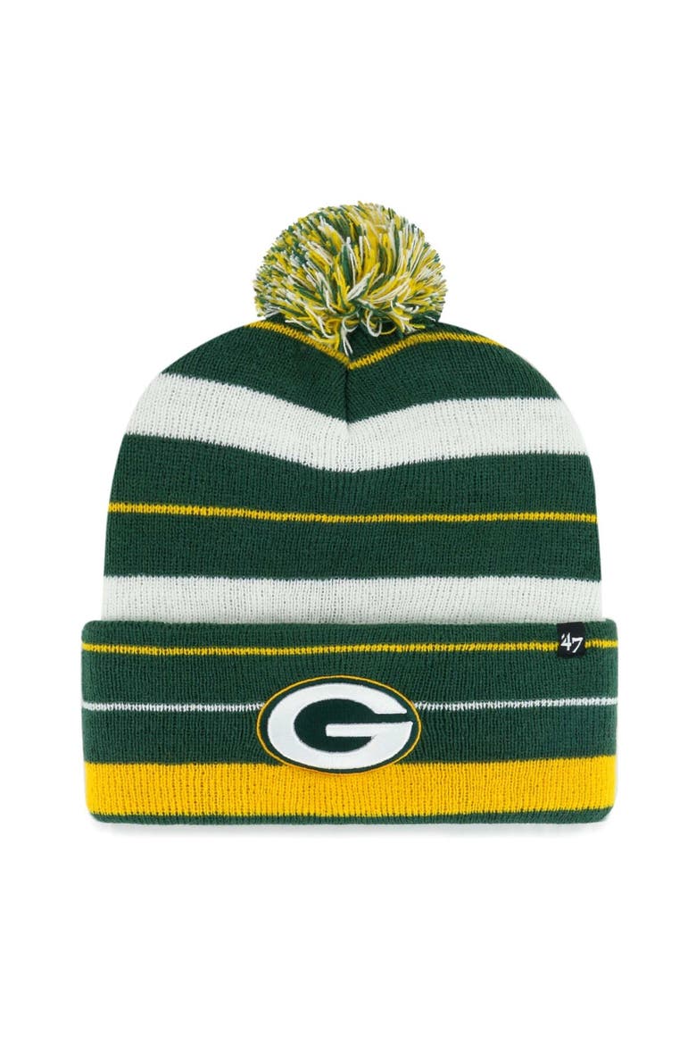 Men's '47 Green Green Bay Packers Powerline Cuffed Knit Hat with Pom, Main, color, Green