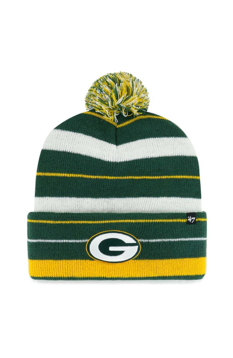 '47 Men's '47 Green Green Bay Packers Powerline Cuffed Knit Hat with Pom, Main, color, Green