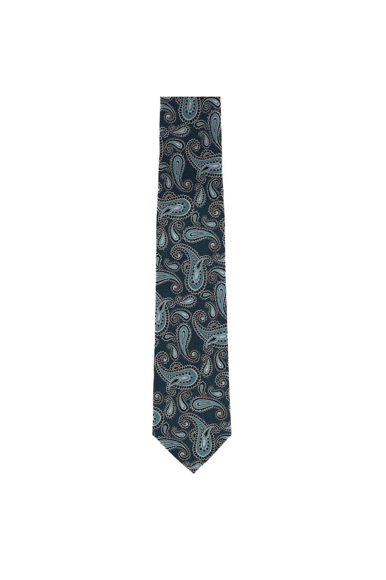 Wharton Wavy Paisley Silk Novelty Necktie, Alternate, color, Green