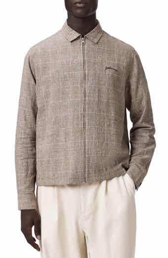 Keal Embroidered Logo Glen Plaid Linen Blend Jacket