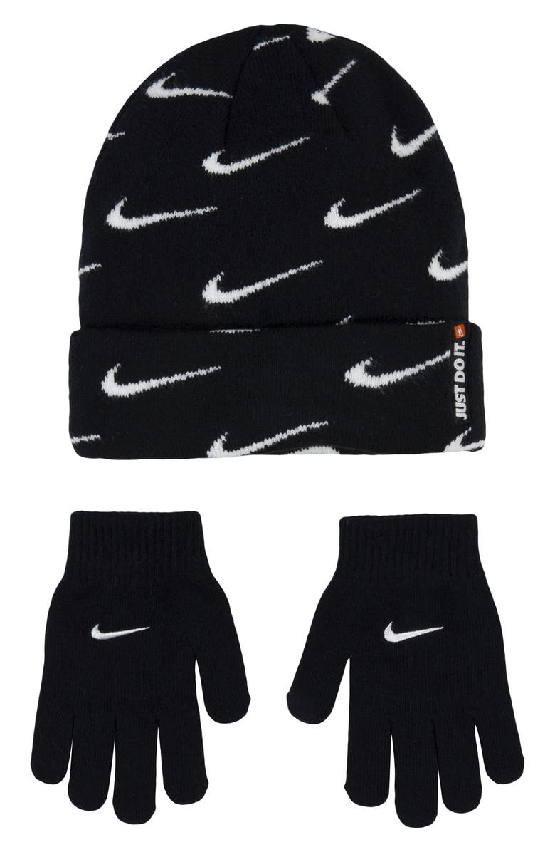 Nike Swoosh Repeat Beanie, Main, color, Black